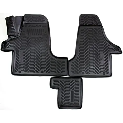 J&J AUTOMOTIVE | 3D Automatten Gummi Matten Gummifußmatten TPE Passend Für T5 Multivan ab 2003., Schwarz, Anti-Rutsch, Allwetter, 4-TLG, Hohes Rand