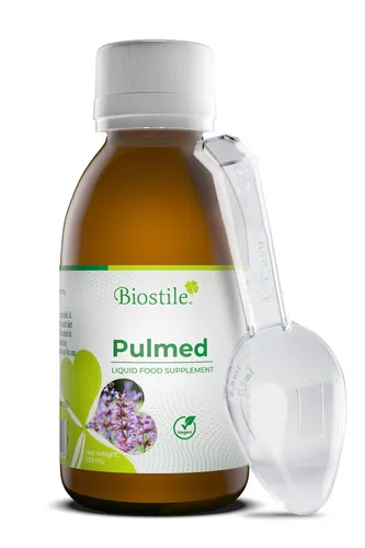 Biostile Pulmed – Kräutersirup für Atemwege - Nahrungsergänzungsmittel mit Salbei und Thymian zur natürlichen Unterstützung von Hals und Atemwegen. Wohltuender Geschmack und schnelle Aufnahme dank flüssiger Formulierung.