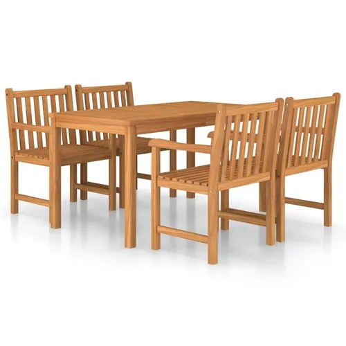 vidaXL 5-teiliges Garten-Ess-Set aus Teakholz - Braun - Hochwertige Holz-Essgruppe für Garten und Terrasse. Robustes Design mit langlebigem, wasserabweisendem Finish. Perfekt für drinnen und draußen!