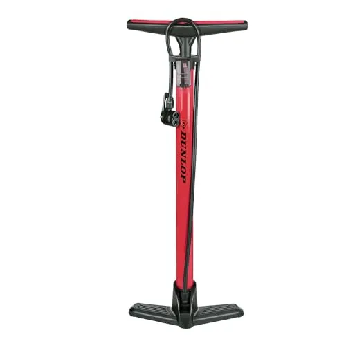Dunlop Fahrradpumpe - Luftpumpe Fahrrad für Dunlop-, Schrader- und Französisches Ventil - Standluftpumpe inkl. Adapter für Wasserspielzeug und Bälle - Roller- und Autoreifen