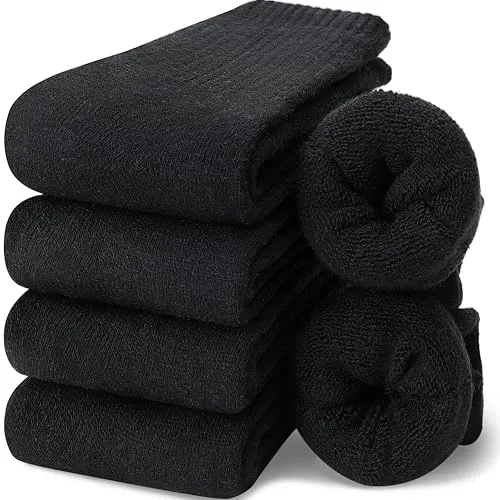 Produktbild EBMORE Damen Wollsocken Merino Warme Wolle Socken Dicke Wandersocken Thermosocken Wintersocken Geschenke für Damen 5 Paar(Schwarz)