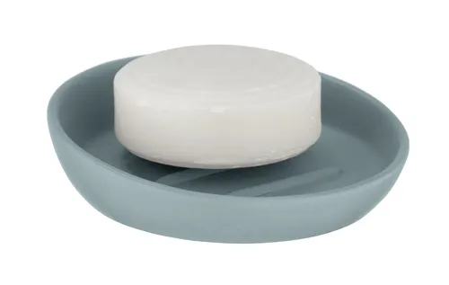 WENKO Badi Seifenablage Keramik blaugrau, Ø 11,5 cm / H 3 cm