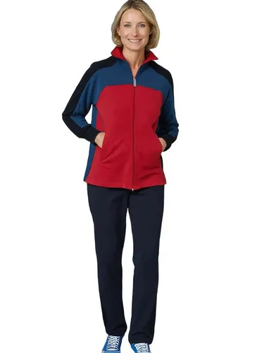 Herbold Sportswear Damen Jogger Trainingsanzug (2-tlg) - Sportlicher Freizeitanzug für Damen in Blau-Rot, mit wärmendem, flauschig weichem Innenfutter. Ideal für den täglichen Einsatz und bequem in der Pflege.