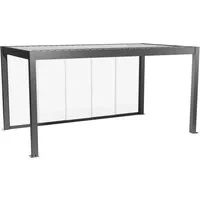 Biohort Glasschiebewand Klarglas 5 m Quarzgrau-Metallic - Hochwertige Glasschiebewand aus bruchsicherem ESG-Glas für Gartenhäuschen. Bietet windgeschützten Raum mit optimaler Sicht und leichtgängiger Handhabung dank Rollenlagerung. Ideal für stilvolle und funktionale Gartenlösungen.