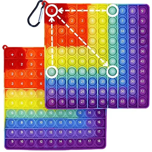 Yeefunjoy pop Fidget Toy, Push Bubble Fidget 10×10, Silikon Sensorisches Zappeln Spielzeug, Wasserfeste Fidget Toys Angst Relief Finger Toys Lernspielzeug für Zusatz und Multiplikation für Kinder