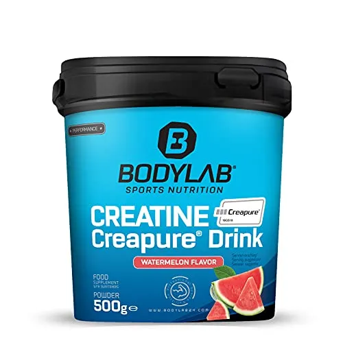 Bodylab24 Creatine Creapure® Drink Wassermelone 500g - Aminosäure Kreatin – versorgt dich mit 4g hochwertigem Kreatinmonohydrat pro Portion für mehr Leistung im Training. Ideal für Kraftsportler und Bodybuilder.
