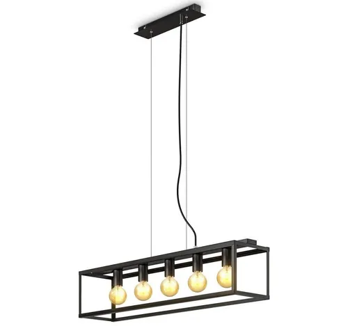B.K.Licht 5-flammige Pendelleuchte schwarz-matt - Lampen | 5-flammige Pendelleuchte mit E27 Fassung für individuelle Lichtgestaltung und modernem Industrial Design, ideal für Esszimmer und Wohnzimmer.
