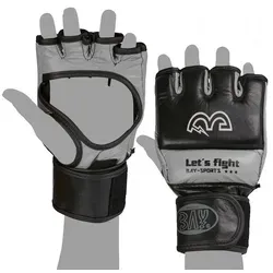 BAY-Sports MMA-Handschuhe Full Guard Freefight Krav Maga Handschützer Faustschützer Handschutz Faustschutz OPEN FINGER (Kunstleder, Paar), Klassischer Open Hand Handschutz zum Greifen und Boxen Kampfsport und Selbstverteidigung XL