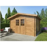 Gartenhaus Holz 28mm VALENTINE 296x250cm - Gerätehaus aus hochwertigem Holz mit 28mm Wandstärke, ideal für Gartenutensilien und als gemütlicher Rückzugsort.