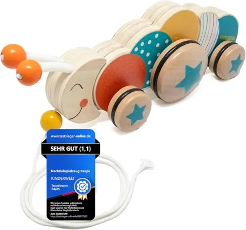 KiNDERWELT Stoffpuppe Nachziehspielzeug Raupe aus Holz von KiNDERWELT