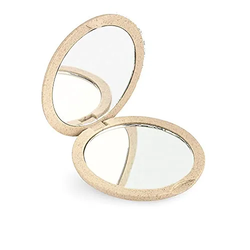 Espejo Bolso Natural Fiber Doble Plegable X4 Beige