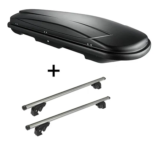 Dachbox VDPJUXT400 400Ltr schwarz abschließbar + Dachträger VDP LION2 für Jeep Renegade - Gepäckträger Set mit 400L Dachbox und Dachträger für Jeep Renegade (BU) ab 14. Maximale Transportkapazität und einfache Montage für mehr Komfort auf Reisen.