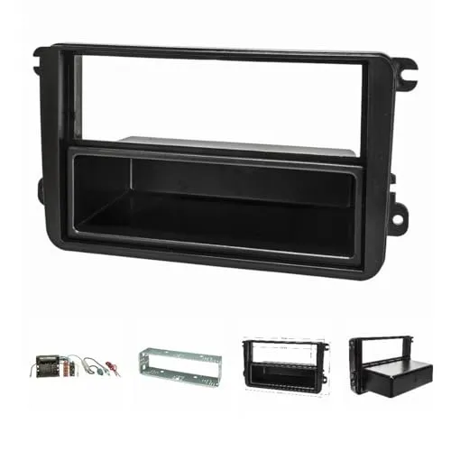 tomzz Audio 2457-011 Radioblende Set für VW Modelle - Das tomzz Radioblende Set ermöglicht den einfachen Austausch des Werksradios gegen moderne Headunits. Kompatibel mit vielen VW-Modellen und ausgestattet mit ISO- und Fakra-Antennenadapter für eine zuverlässige Verbindung.