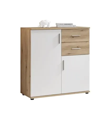 HBZ Kommode BC-Drift-2, 2 Türen, 2 Schubkästen - Stylische Kommode im Modern-Look mit viel Stauraum. Flexibler Türanschlag und formstabil aus Holzwerkstoff – perfekt für dein Wohnzimmer!