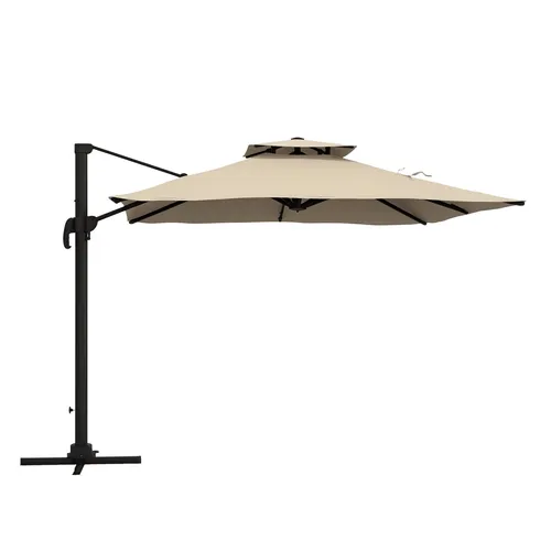 Outsunny Ampelschirm Aluminium, Polyester - Moderner Sonnenschirm für Garten und Terrasse, 360° drehbar und leicht zu öffnen, ideal für flexiblen Sonnenschutz.