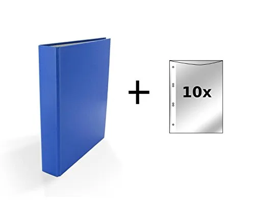 Ringbuch / DIN A5 / 2-Ring Ordner / Farbe: blau + 10 Prospekthüllen