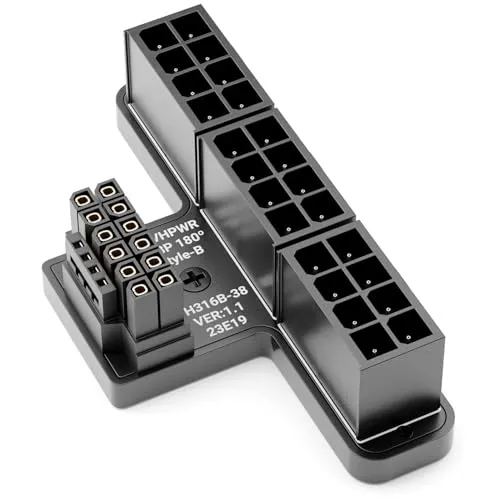 deleyCON PCIe 3x8 Pin auf ATX3.0 12+4 Pin Winkel 180 Grad 12VHPWR Adapter TYP-B PCI-E bis 600W GPU für Grafikkarten GPUs