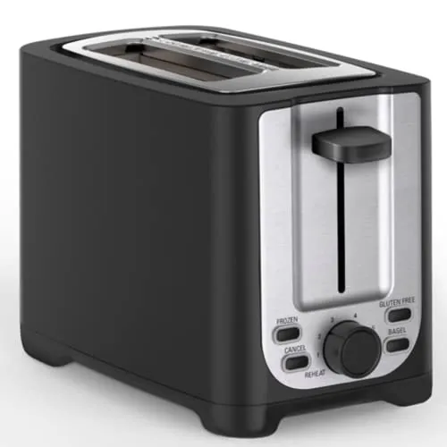 bella 2 Scheiben Toaster mit Automatischer Abschaltung, Extra Breite Schlitze und Abnehmbare Krümelschublade Sowie Abbruch, Auftau- und Aufwärmfunktion, Edelstahl und Schwarz
