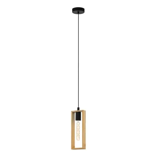EGLO Pendellampe Littleton - Vintage Hängelampe im Industrial Design - Hochwertige Pendelleuchte aus FSC-zertifiziertem Holz und Stahl, ideal für Wohnzimmer und Esszimmer. Verleiht jedem Raum einen einzigartigen Vintage Look.