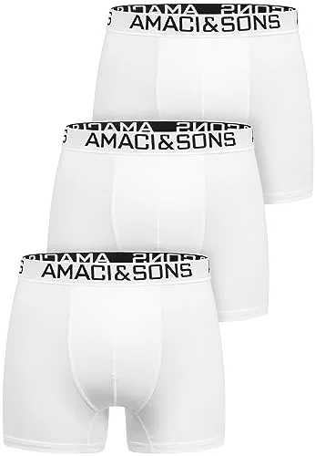 Amaci&Sons Herren Boxershorts Baumwolle 3er Spar-Pack Männer Unterhose Unterwäsche 3x9005 Weiß/Weiß 3XL