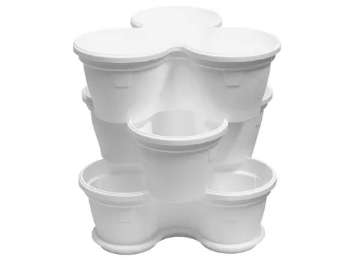 Engelland Blumenständer Säulentopf, Hochbeet, Kräuterbeet (Vorteils-Set, 3 St., 11 Liter Fassungsvermögen je Ebene), fallsicher, UV-beständig, stapelbar, platzsparend, robuster Kunststoff