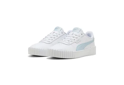 PUMA Damen Carina 3.0 Sneakers 36, White Lucite Gray - Stylische PUMA Sneakers für Damen mit abgerundeter Zehenform und flachem Absatz. Ideal für den Alltag, bieten sie einen bequemen Sitz und modische Akzente.