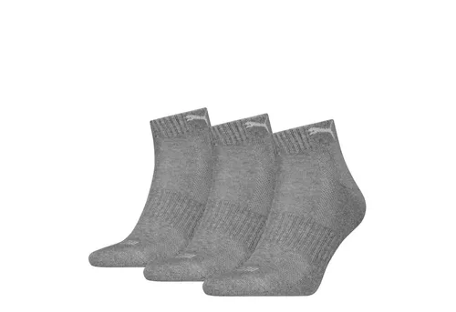 PUMA Kurzsocken (3-Paar) mit eingestricktem Logo im Bund in grau von PUMA
