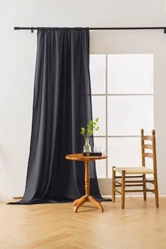 Cotton Market Velours Gardinen 250x140 cm - Vorhänge für Fenster und Balkontür - Vorhang für das Haus auf Band - Vorhang Blickdicht - Gardinen Stange Curtains - Verdunkelungsvorhang - Schwarz