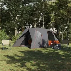 vidaXL DOME Zelt für 4 Personen – Grau und Orange, 455x252x178 cm - Genießen Sie unvergessliche Camping-Erlebnisse mit diesem modernen DOME Zelt. Wasserdicht, stabil und mit praktischen Features ausgestattet, ist es der ideale Rückzugsort für Outdoor-Abenteuer.