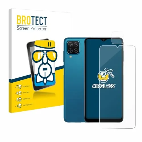 BROTECT Schutzglas für Samsung Galaxy A12 (Display+Kamera) Schutzfolie Made in Germany Panzer Folie Glas Displayschutz [ 9H, Anti-Fingerprint]