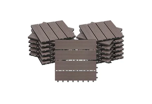 Woltu WPC-Fliesen, 22 St. - Holzoptik Bodenbelag mit Klicksystem - Fliesen für Garten, Terrasse und Balkon mit einfachem Klicksystem, witterungsbeständig und langlebig. Perfekt für eine schnelle und einfache Verlegung ohne Werkzeug.