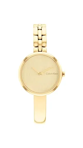 Calvin Klein Analog Quarzuhr Bangled für Damen - Elegante Armbanduhr mit IP-beschichtetem Edelstahlarmband, wasserabweisend bis 3 bar und ideal für jeden Anlass.