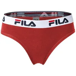 FILA Damen Slip - Regular Waist, Brief mit breitem Logo-Bund, Baumwolle, einfarbig Rot M (Medium)