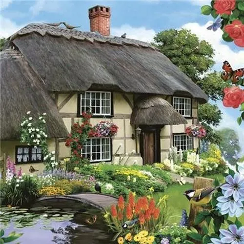 Servietten Haus Countryfield Cottage Landhaus Garten Tischdeko Sommer 33x33cm 20