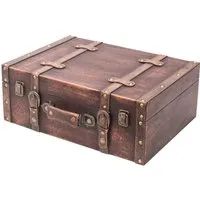 HMF Vintage Koffer aus Holz - Handgefertigte Aufbewahrungsbox - Vintage Koffer aus Holz, handgefertigt und ideal als stilvolles Wohnaccessoire oder Geschenkkoffer für besondere Anlässe.