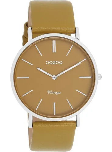 OOZOO Quarzuhr C20326 - Elegante Armbanduhr für Damen und Herren - Armbanduhren mit spritzwassergeschütztem Design, hellbraunem Lederarmband und silberfarbenem Gehäuse, ideal für jeden Anlass.