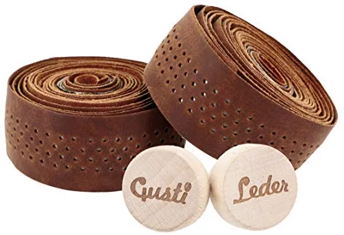 Gusti Echtleder Lenkerband Fausto C - 200 cm - Lenkerbänder aus hochwertigem Echtleder im Vintage Style, selbstklebend für einfache Montage und angenehme Haptik – perfekt für Rennradfahrer.