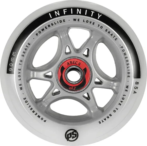POWERSLIDE INFINITY 90 RTR Rollenset 2025 - Hochleistungs-Rollenset für Fitness-Skating, 90 mm Durchmesser, 85A Härte für optimalen Grip und Geschwindigkeit, inkl. ABEC 9 Lagern für sofortigen Einsatz.