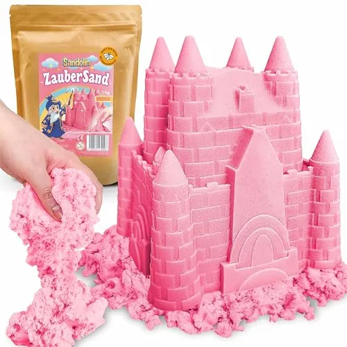 Sandolin Zaubersand - Magischer Spielsand mit natürlichem Bienenwachs, 1kg (Rosa)
