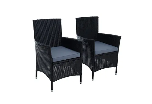 ESTEXO Polyrattan Gartenstuhl Set – 2er Stuhlset für den Außenbereich - Möbelsets für Garten und Balkon; Wetterfestes Polyrattan mit bequemem Kissen für ultimativen Komfort im Freien.