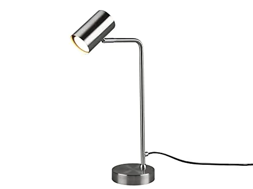 meineWunschleuchte Schreibtischlampe aus Metall in Silber matt mit schwenkbarem Spot, Höhe 45cm