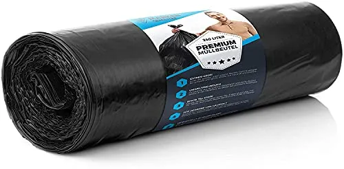 Müllsäcke 240 Liter 70 μ Premium Schwerlast Müllsäcke XL für Industrie - Extrem reißfest - Rolle Sack schwarz Beutel für Mülltonne - Abfallsäcke (15 Beutel - 1 Rolle)