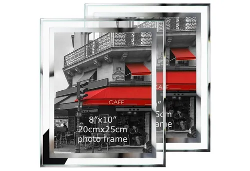 LuxusKollektion Bilderrahmen Bilderrahmen 2er Set 20x25 Silber Geschenk Glas 20x25cm