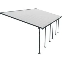 Palram - Canopia Aluminium Terrassenüberdachung Feria - Anthrazit 387x850 cm - Außenanbau: Hochwertige, wartungsfreie Terrassenüberdachung mit UV-Schutz und rostfreiem Aluminiumrahmen. Flexibel montierbar, ideal zur Erweiterung Ihres Außenbereichs.
