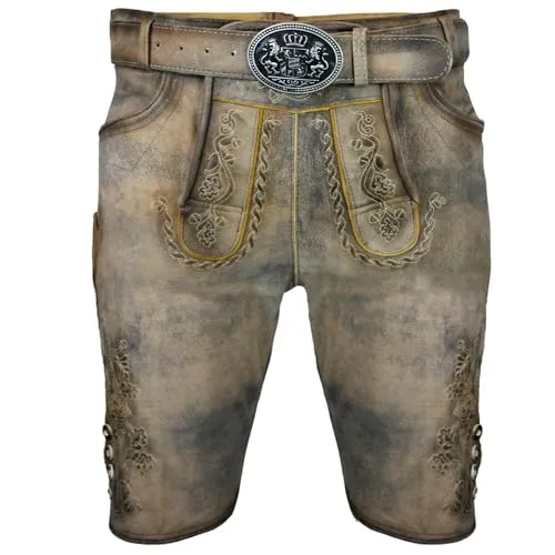 Country Maddox Herren Lederhose mit Gürtel - Elegante Herren Lederhose aus weichem Leder, inklusive Gürtel mit Zierschnalle. Ideal für besondere Anlässe und gemütliche Abende.