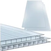 TecTake Doppelstegplatten aus Polycarbonat, 14-tlg. Set - 121 x 60,5 x 0,4 cm - Vielseitige Doppelstegplatten für Garten und Bauprojekte. Temperaturbeständig von -20° bis +100° Celsius, lichtdurchlässig und einfach zuschneidbar – ideal für Terrassenüberdachungen und Gewächshäuser.