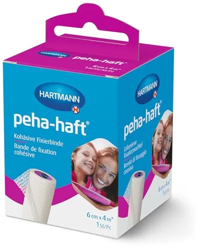 peha-haft: Die selbsthaftende, elastische Binde zur Fixierung von Kompressen & Polstermaterial, sowie zur Stabilisierung von Muskeln und Gelenken; 6cm x 4cm, 1 Stk.