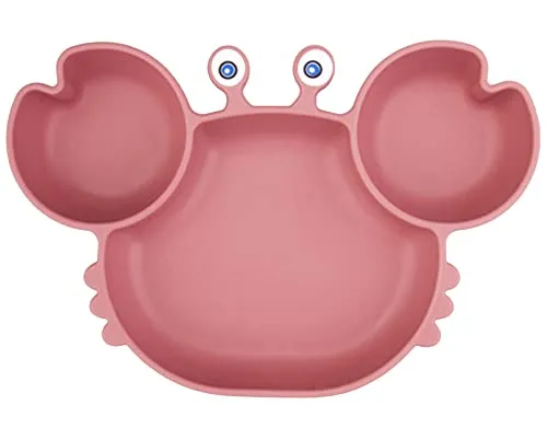 Baby Silikon Saugnapfteller rutschfest Fütterungsplatte für Kleinkinder Kinder mit starker Saugkraft, stark und dick, Baby Tischset mit Fächern