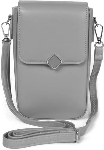 styleBREAKER Damen Box Bag Umhängetasche Grau - Elegante Crossbody Tasche mit Magnetverschluss, 8 Kartenfächern und verstellbarem Schultergurt – ideal für den Alltag!