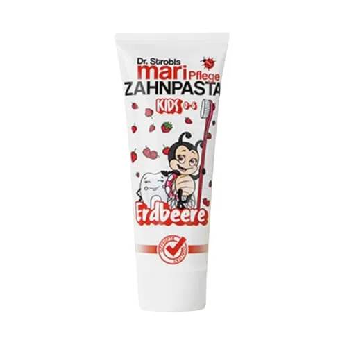 Dr.Strobls Kinderzahnpasta Erdbeere, Zahncreme Kinder 0-6 Jahre, Kariesschutz Milchzähne, 75ml
